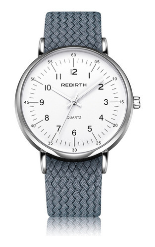 Reloj Casual De Cuarzo Con Cinta De Tela Rebirth Man Color De La Correa Gris