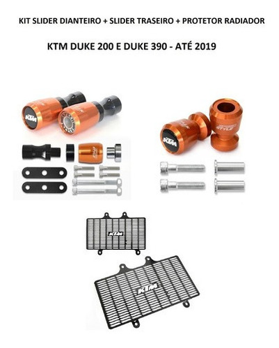 Kit Slider Y Protector Radiador Ktm D 390hasta 2019mk Motos