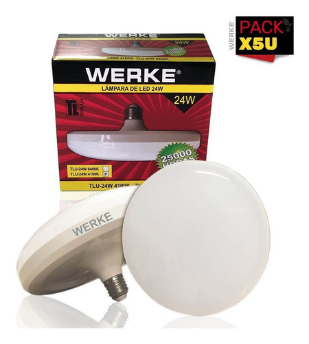 Lámpara Led Ufo 24w Fría Werke - Pack X 5 Un. Color De La Luz Fria