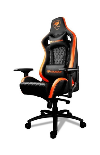 Imagen 2 de 4 de Silla de escritorio Cougar Armor S gamer ergonómica negra y naranja con tapizado de cuero sintético