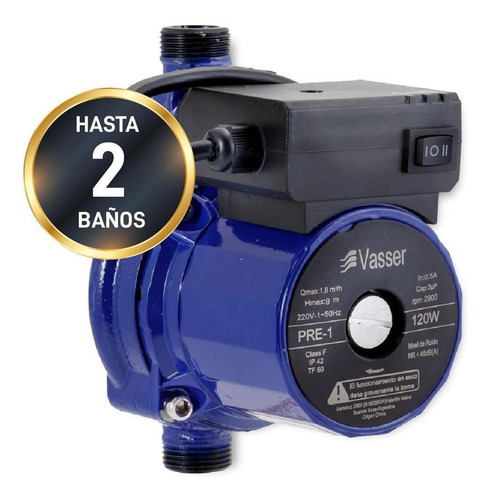 Imagen 2 de 12 de Bomba Presurizadora Vasser Pre1 9mts 1-2 Baños Calefon 120 W
