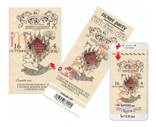 Harry Potter Mapa Merodeador Invitacion Imprimible + Digital