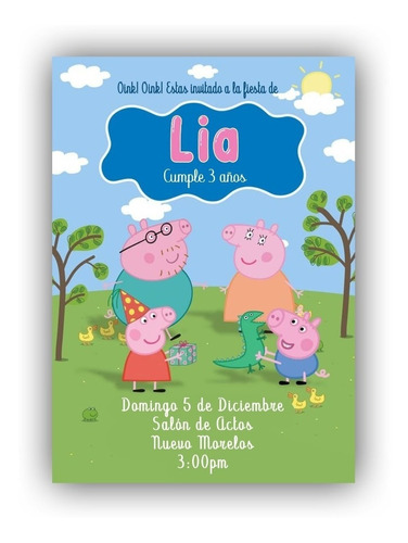 Invitaciones Digitales De Peppa Pig