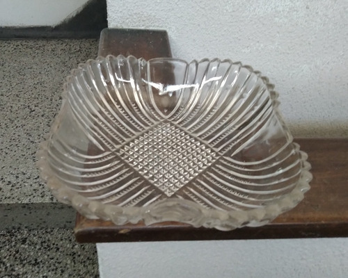 Fuente Bowl Copetinero Ensaladera Vidrio Tallado Grueso 22x6