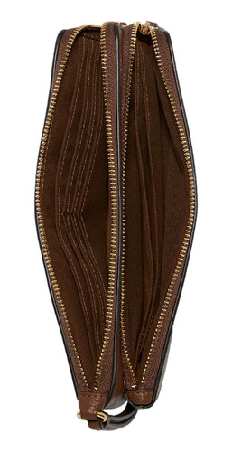 Cartera Coach Mujer Doble Cierre In Signature Canvas Gold