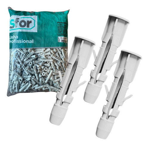 Kit Bucha 8mm Sfu Sfor Tijolo Bloco Com Aba Pacote 500 Peças