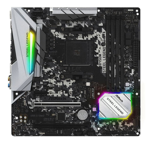 Placa Mãe Asrock B450m Steel Legend Chipset B450 Am4 Ddr4