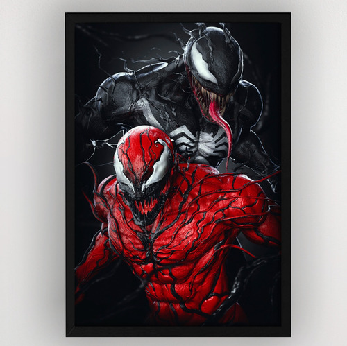 Cuadro Venom Y Carnage Marco 51x36 Madera Vidrio Poster 