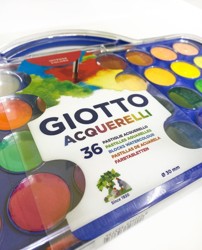 Acuarelas Giotto Acquerelli Pastillas X 36 Colores + Pincel