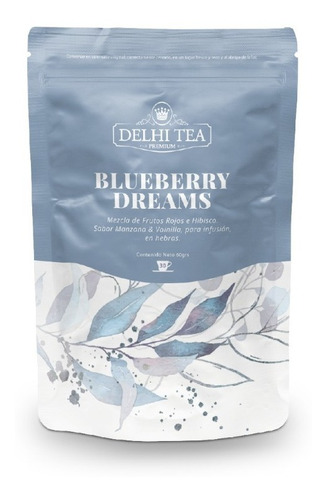 Imagen 1 de 4 de Té Hebras Delhi Tea Premium Blueberry Dreams