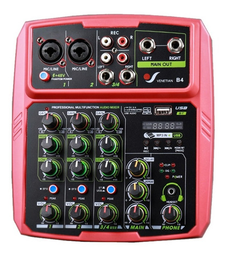 Venetian B4 Consola Mixer 4 Canales Con Interface Usb Mp3