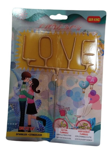 Imagen 1 de 2 de Vela Frase Love Chispita Sparkle Estrellita Cotillon