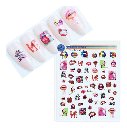 Stickers Para Uñas - Bocas Labios - Decoración Nail Art