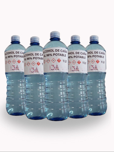 Imagen 1 de 4 de Alcohol Etílico 96° Potable De Caña 5 L Envio Gratis Gdl