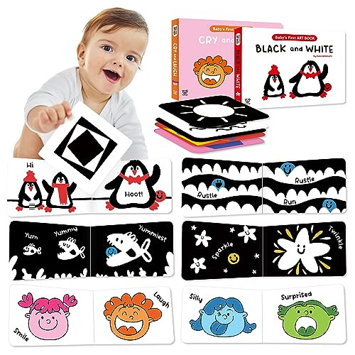 Hulupiggy High Contrast Baby Flashcards, Black And White Bab