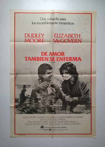 Afiche Cine Dudley Moore John Huston Alec Guinness Amor 