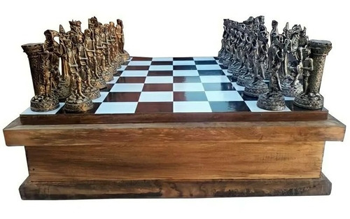 Jogo De Xadrez Medieval Temático 32 Peças Tabuleiro Coleção