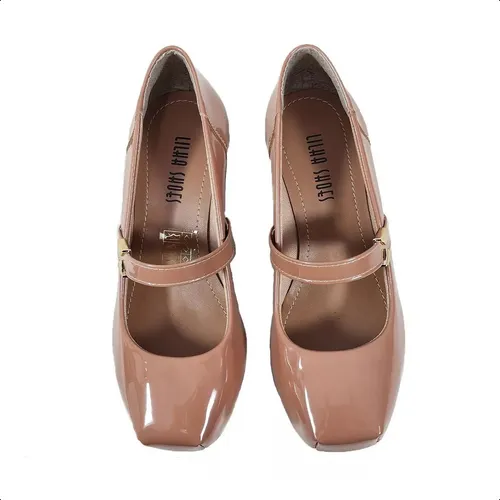 Sapato Trabalho Feminino Bico Redondo Quadrado Lilha Shoes