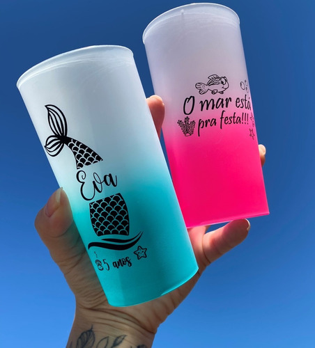100 Copos Tardezinha Sunset Personalizados Degrade 320ml
