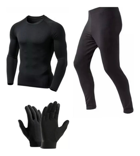 Equipo Termico Primera Piel Remera Calza Guantes Frio Pro 