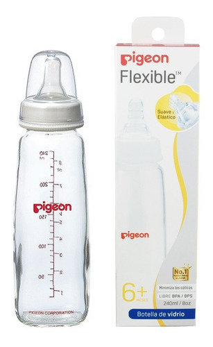 MAMADERA DE VIDRIO 240ML PIGEON FLEXIBLE