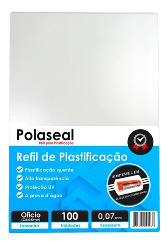 Polaseal Plástico Para Plastificação Ofício 0,07mm 100un