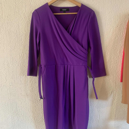 Julio Vestido Formal Cruzado Morado Original Talla Mediana