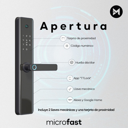 Imagen 3 de 10 de Cerradura Inteligente Biométrica Smart Bluetooth Huella