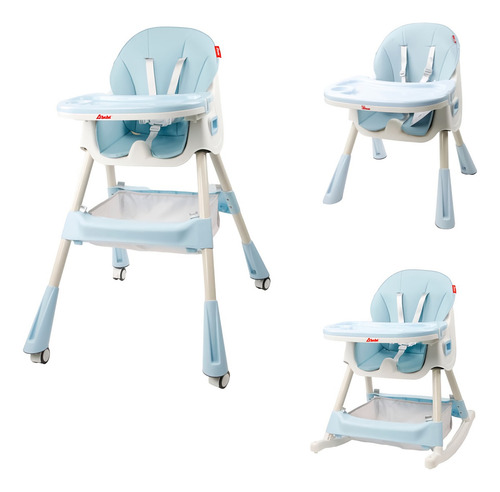 D Bebé Silla Eat And Rock Mecedora Con Llantas Azul Azul
