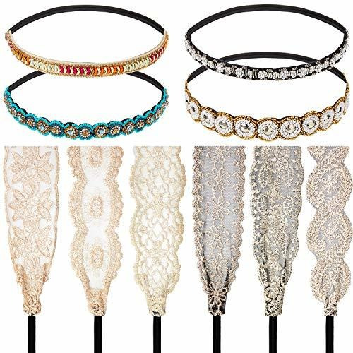 Diademas - 10 Pieces Rhinestone Beaded Headbands Elastic Ele