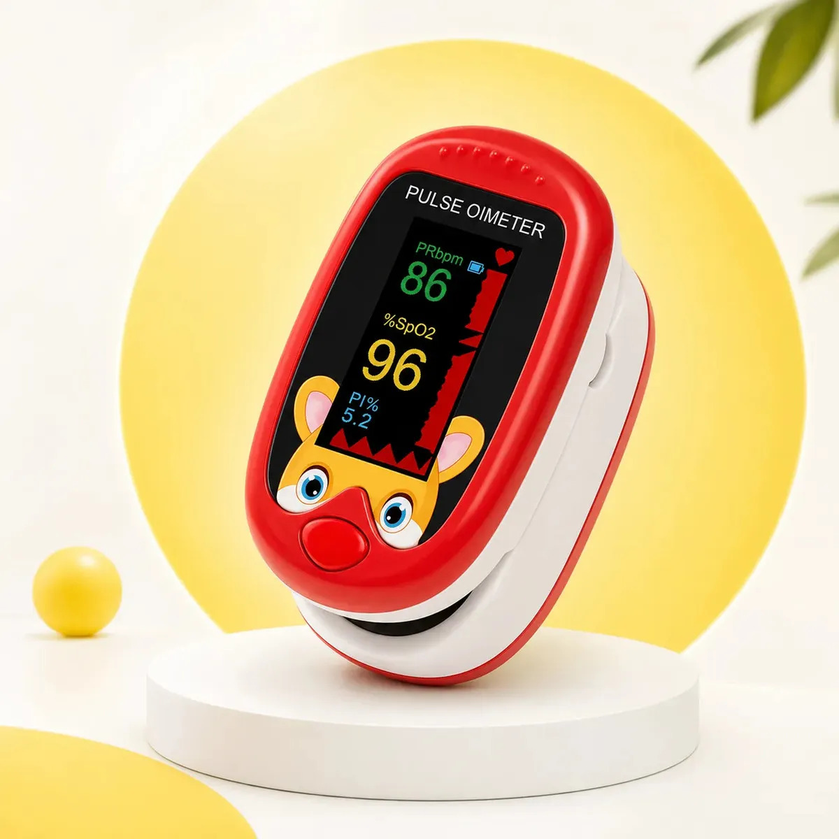 Oxímetro Digital Recargable Infantil Pediátrico Portátil Rojo