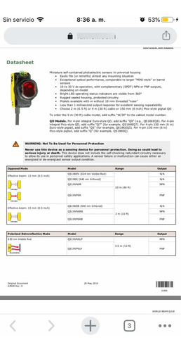 Sensor Banner Fotoeléctrico Qs186eq8 (Usado)