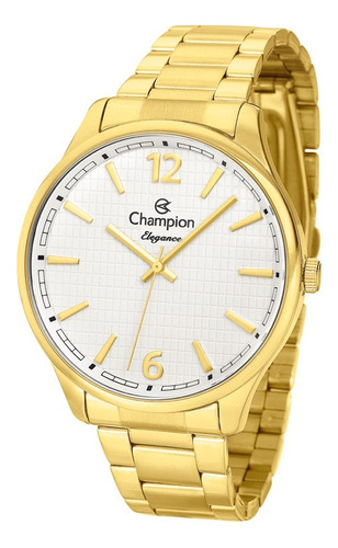 Relógio Masculino Dourado Prova D'água Original Champion Aço Cor do fundo Branco