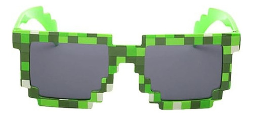 Lente Minecraft Pixelado Verde Fluo Gafas Cotillon Divertido