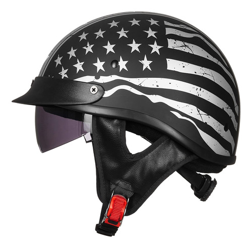 Ilm - Casco De Medio Casco Para Motocicleta, Visera De Cara