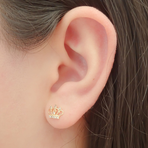 Amor Eterno - Broqueles Corona Imperio / Aretes Oro 10k