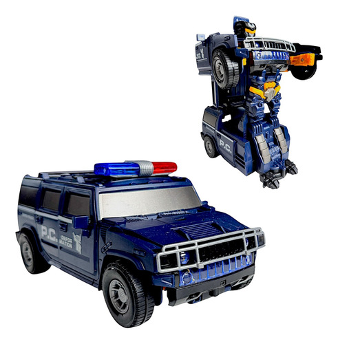 Juguete 2 En 1 Patrulla Transformer Luz Y Sonido 22x10 Cm Patrulla Azul Oscuro