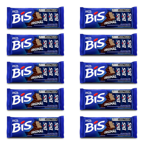 Bis Bis ao leite Lacta Mondelez Brasil amargo com sem agregado lata 100.8 g pacote x 10