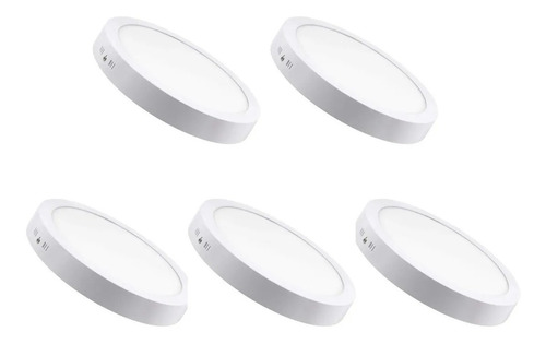 Pack 5 Focos Led Panel Sobrepuesto Redondo 6w Luz Fria