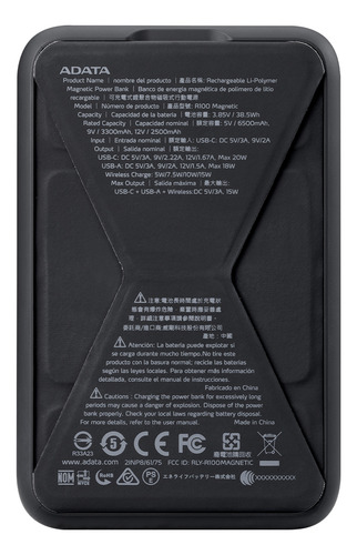 Power Bank Adata R100 10000mah Batería Portátil Carga Rápida