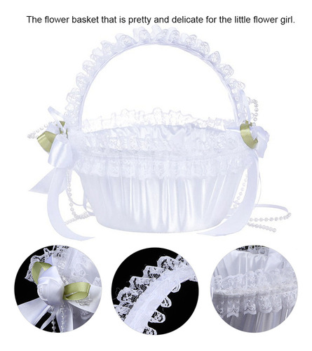 Elegante Cesta Grande De Encaje For Boda Con Flores For Ni