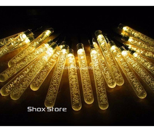 Imagen 7 de 9 de Palitos Led 100mm Guirnalda X40 Blanco Calido Pilas Estilo Nieve Hielo Navidad Decoracion Shox Palermo