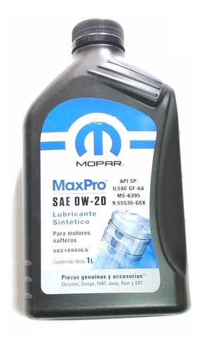 Aceite Sintetico Mopar Max Pro 0w20 1 Litro Original