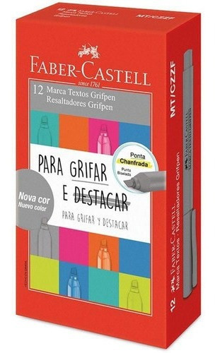 Caneta Marca Texto Grifpen Cinza Faber-castell Cx.c/12