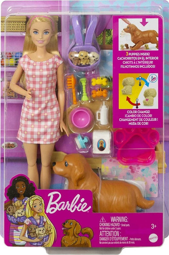 Barbie Con Cahorros Recien Nacidos Y Accesorios - Mattel 