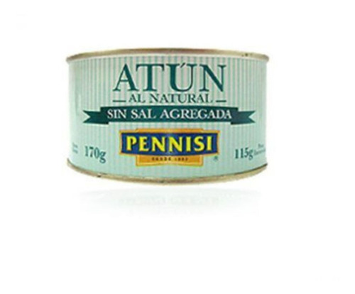Imagen 1 de 9 de Atun Pennisi Al Natural Sin Sal Agregada Lata 170 Grs X 18 U