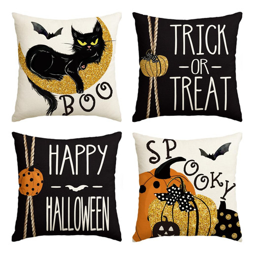 Avoin Colorlife Happy Halloween Boo - Juego De 4 Fundas De A