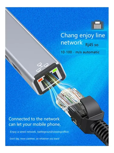 Tarjeta De Red Con Cable Usb De 100 Mbps Rj45 Usb3.0 Hub Ext
