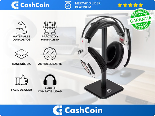 Imagen 3 de 10 de Soporte Auriculares Stand Headset Gamer Office Aluminio Base