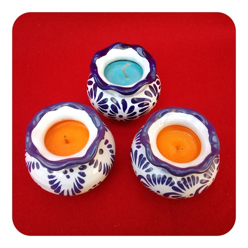 Imagen 2 de 5 de Set 50 Velas Talavera Poblana Macetita 6 Cm Fiesta Bodas Vls